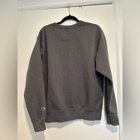 Champion Y2K Pullover Sweatshirt Men's M Dark Gray Spell Out Logo Crew Neck. - Picture 2 of 11